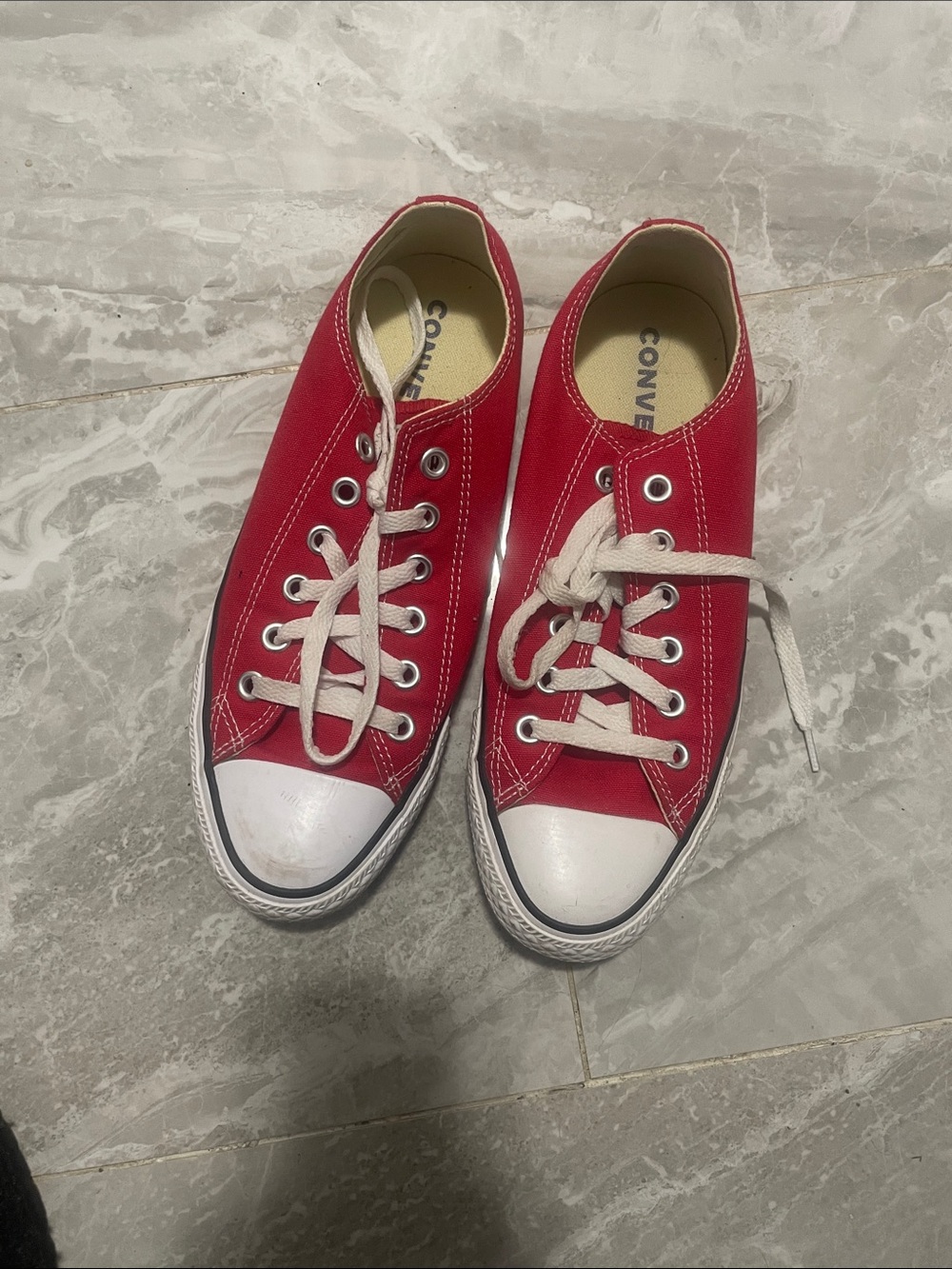 Converse Red Low-Top Canvas Sneakers with White Accents